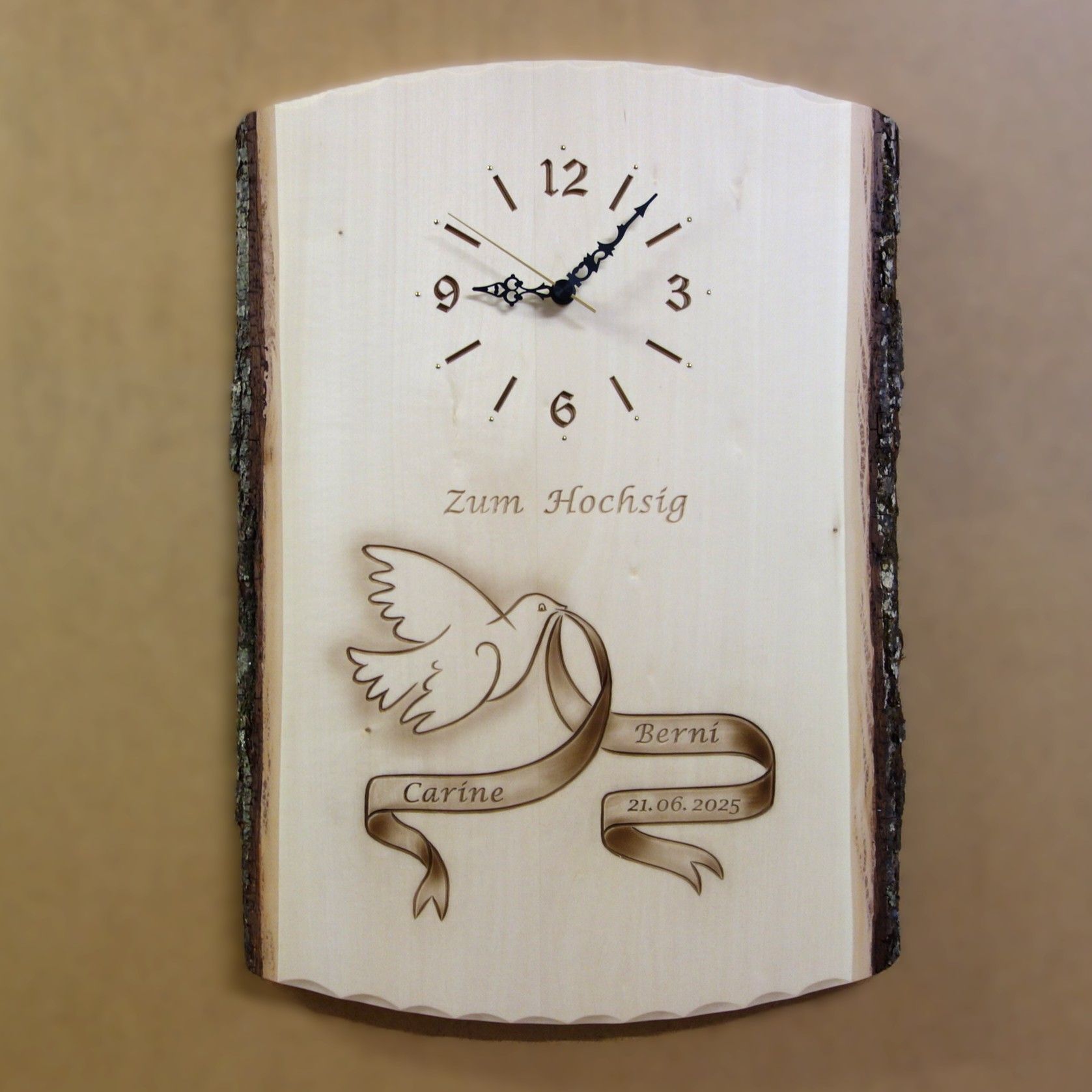 web Rindenbrettuhr Hochzeit